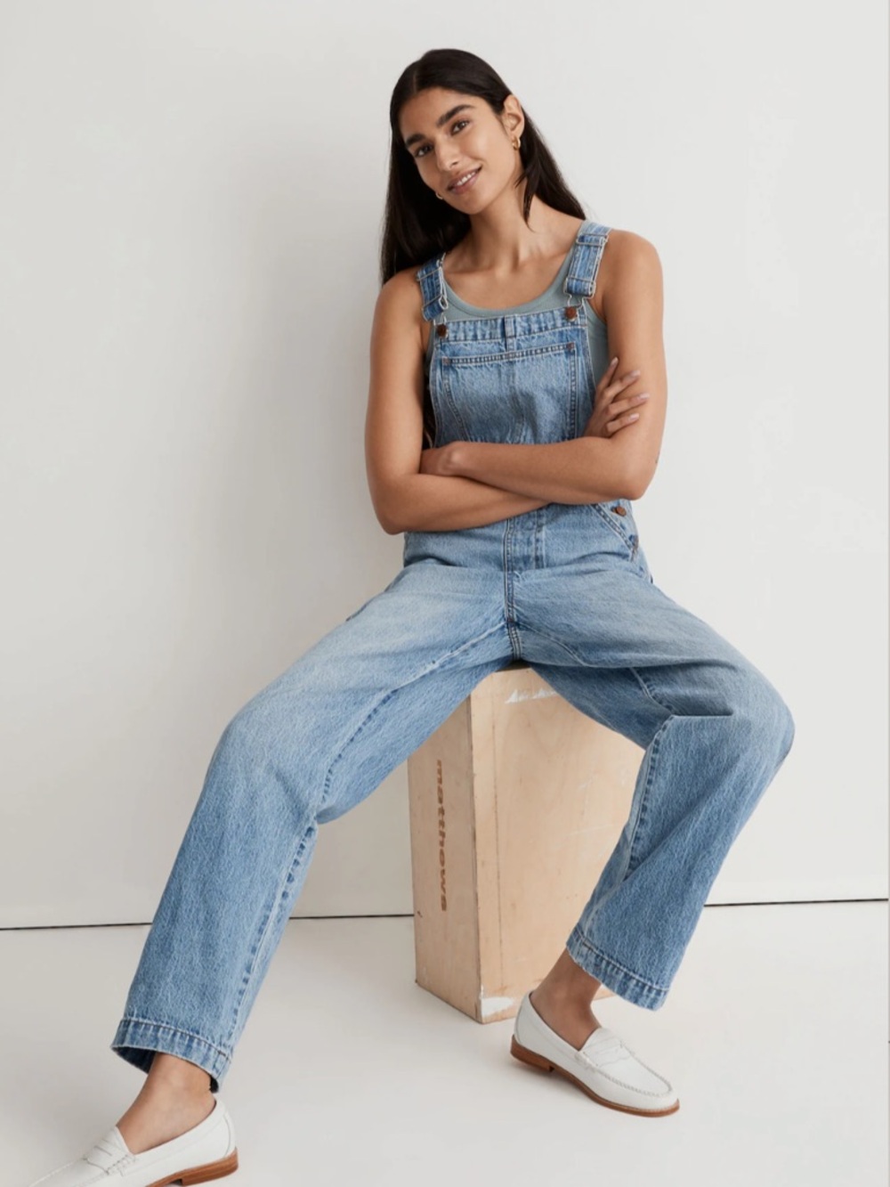 Madewell Oversized Denim Carpenter Overalls in Aldott Wash